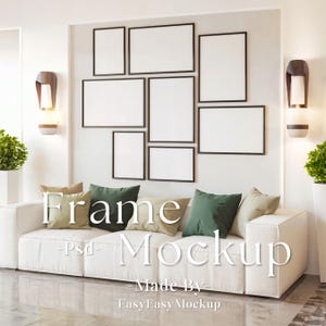 Set Of 8 Frames Mockup, Set Of Frames Mockup, Gallery Frames Mockup, Vertical frame mockup, Close up Mockup, Easy Frame Mockup