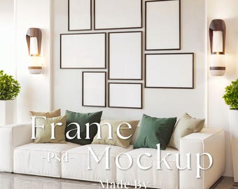 Set Of 8 Frames Mockup, Set Of Frames Mockup, Gallery Frames Mockup, Vertical frame mockup, Close up Mockup, Easy Frame Mockup