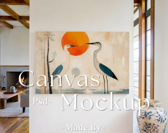 Horizontal Canvas Mockup, Digital Mockup, Vertical Minimalist Mockup, Simple Horizontal Canvas Frame Template, Canvas Mockup