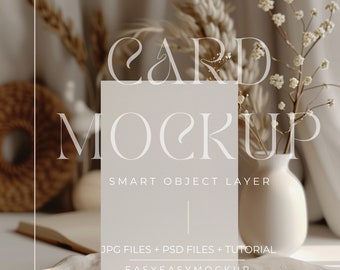 Boho card mock up, Minimalist invitation mockup, Blank Card Mock Up, Greeting Card Mockup, A4 Card Mockup, 5x7 Invite Mock-Up
