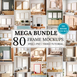 Frames Mockup Bundle Set, Frame Mockup Bundle, 80x PSD Wall Mockup Frame, PSD Frames Bundle, Mega Bundle Frames Mockup, Glass reflection