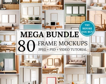 Frames Mockup Bundelset, Frame Mockup Bundel, 80x PSD Muur Mockup Frame, PSD Frames Bundel, Mega Bundel Frames Mockup