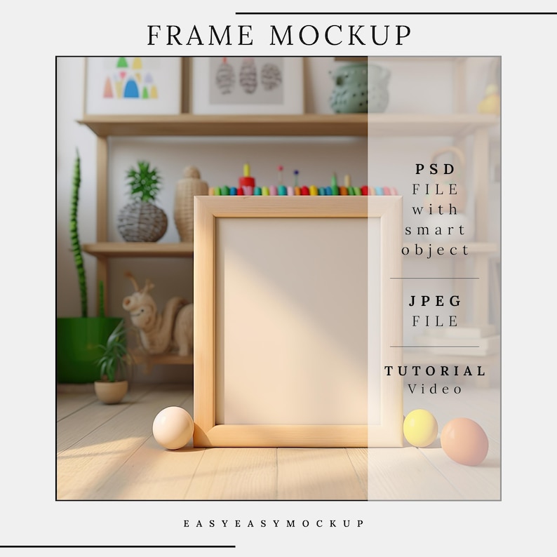 Nursery Frame Mockup, Frame Mockups Psd, Baby Boy Room Mockup, nursery mockup for print, Nursery mockup frame, Frame Mockup image 1