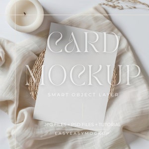 Mock up di carta Boho, mockup di invito minimalista, mock up di carta vuota, mockup di biglietto d'auguri, mockup di carta A4, mock-up di invito 5x7
