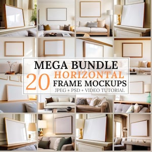 Frames Mockup Bundle Set, Frame Mockup Bundle, Horizontal Frame Psd, Horizontal Frame Mockup, Easy Frame Mockup, PSD Print Mockup