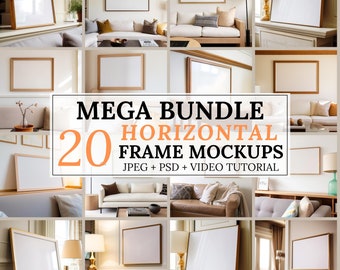 Frames mockup bundelset, frame mockup bundel, horizontaal frame Psd, horizontaal frame mockup, eenvoudig frame mockup, PSD print mockup