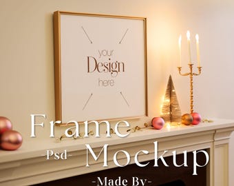 1:1 Wood Frame Mockup, Square frame mockup, Wood sign mock up, Square wood frame, Poster mockup, Square frame psd, Square mockup