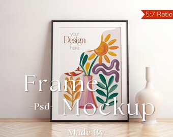 Vertical PSD Frame Mockup for Print | Artwork & Poster Easy To Use | DIN A Ratio Photo Mockup | Picture Frame Template | Smart Object Layer