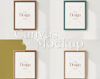 Leinwand Mockup vertikal, Photoshop Mockup, Floating Canvas Mockup, vertikales minimalistisches Mockup, einfache vertikale Leinwandrahmenvorlage,