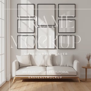 Set Of 8 Frames Mockup, Set Of Frames Mockup, Gallery Frames Mockup, Vertical frame mockup, Close up Mockup, Easy Frame Mockup