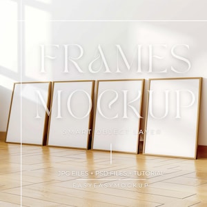 Set Of 4 Frames Mockup, Glass Reflection, Vertical Frame Psd, Photo frame Mockup, Picture Frame Mockup, Close up Mockup, Frame Mock Up