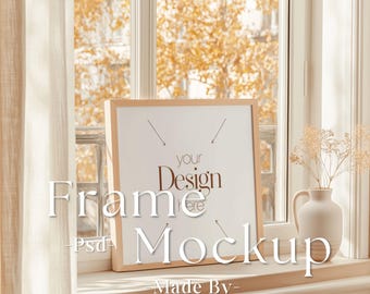 1:1 Wood Frame Mockup, Square frame mockup, Wood sign mock up, Square wood frame, Poster mockup, Square frame psd, Square mockup