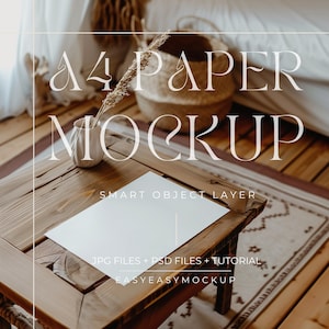 Maqueta de papel A4 de 5x7, diseño plano / Póster y tarjeta blancos realistas para impresiones artísticas, presentaciones de páginas / Maqueta de póster DIN A, capa de objeto inteligente PSD