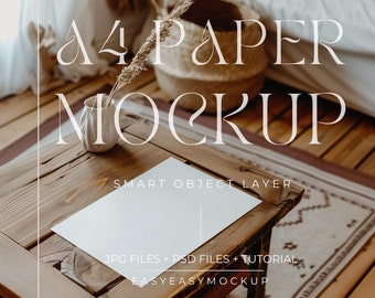 A4 Paper Mockup 5x7 Flat Lay | Realistic White Poster and Card for Art Prints, Page Displays | DIN A Poster Mockup, Smart Object Layer PSD