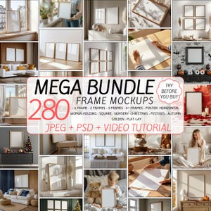 280 Mega Frame Mockup Bundle PSD - Ultimate Smart Object Wall Art Collection | Wood, Poster, Canvas, Boho, Minimalist Decor, JPG Files