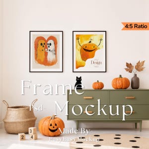 Halloween Frames Mockup, Psd for Art Display, Frame Artwork Psd, Artwork Wall Mockup, 2 frames mockup, Din A4 Frame Mockup, Frame Mockup 4:5