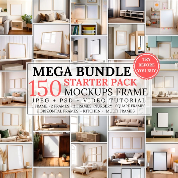 Frames Mockup Bundle Set, Frame Mockup Bundle, 150x PSD Wall Mockup Frame, PSD Frames Bundle, Mega Bundle Frames Mockup, Mockup Bundle Set