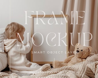 Nursery Frame Mockup for Baby Boy Room | Digital Kids Interior Decor | Printable Nursery Wall Art & Mockups, Frame Mockup PSD File Photoshop