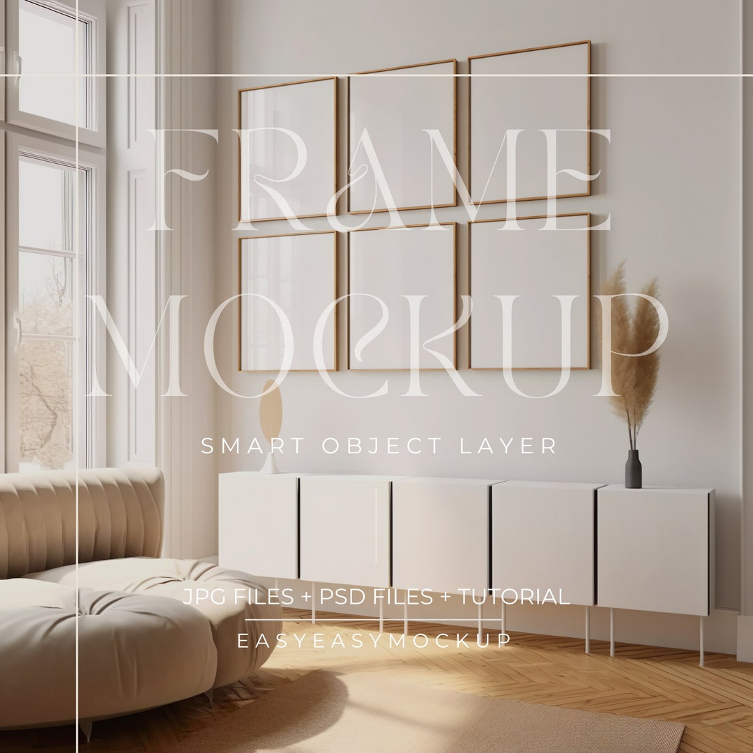 Set of 6 Frames Mockup, Set of Frames Mockup, Gallery Frames Mockup ...