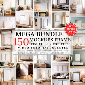 Frames Mockup Bundle Set, Frame Mockup Bundle, 150x PSD Wall Mockup Frame, PSD Frames Bundle, Mega Bundle Frames Mockup, Mockup Bundle Set zdjęcie 1