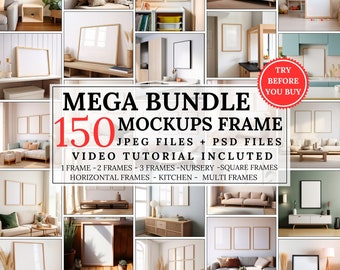 Frames Mockup Bundle Set, Frame Mockup Bundle, 150x PSD Wall Mockup Frame, PSD Frames Bundle, Mega Bundle Frames Mockup, Mockup Bundle Set