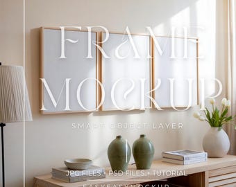 Set Of 3 Frames Mockup, Glass Reflection, Vertical Frame Psd, Photo frame Mockup, Picture Frame Mockup, Close up Mockup, Frame Mock Up