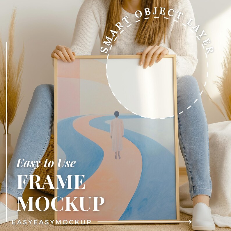Mockup With Person | Woman Holding Frame Mockup | PSD Printable Art ...