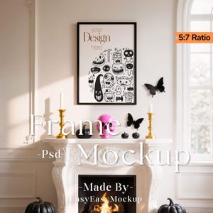 Halloween Frame Mockup, Psd for Art Display, Frame Artwork Psd, Artwork Wall Mockup, one frame mockup, Din A4 Frame Mockup, Frame Mockup 5:7