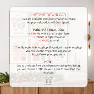 May include: A digital download mockup with text that reads "INSTANT DOWNLOAD" and "PURCHASE INCLUDES: - 1 PSD file with a smart object layer - 1 JPG file in high resolution - 1 VIDEO tutorial". The file works in Photoshop.
