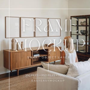 Set Of 4 Frames Mockup, Glass Reflection, Vertical Frame Psd, Photo frame Mockup, Picture Frame Mockup, Close up Mockup, Frame Mock Up