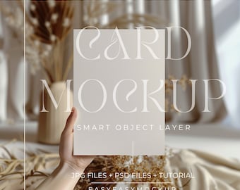 Boho card mock up, Minimalist invitation mockup, Blank Card Mock Up, Greeting Card Mockup, A4 Card Mockup, 5x7 Invite Mock-Up