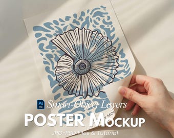 A4 Paper Mockup with Hand Holding Curled Edge — Minimal Sunlit Scene, Realistic Texture, PSD With Smart Object and JPG, Digital Download