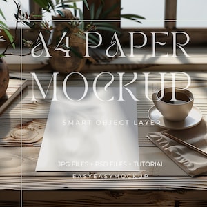 A4 Papier Mockup 5x7 Flat Lay | Realistisches weißes Plakat und Karte für Kunst-Drucke, Seitenaufsteller | DIN A Poster Mockup, Smart Objekt Layer PSD