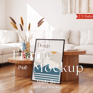Vertical PSD Frame Mockup for Print | Artwork & Poster Easy To Use | DIN A Ratio Photo Mockup | Picture Frame Template | Smart Object Layer