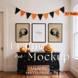 Halloween Frames Mockup, Psd for Art Display, Frame Artwork Psd, Artwork Wall Mockup, 3 frames mockup, Din A4 Frame Mockup, Frame Mockup 5:7