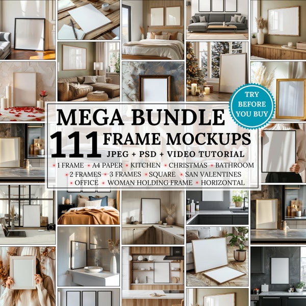 Frames Mockup Bundle Set, Frame Mockup Bundle, 111x PSD Wall Mockup Frame, PSD Frames Bundle, Mega Bundle Frames Mockup, Mockup Bundle Set