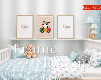 Nursery Frame Mockup for Baby Boy Room | Digital Kids Interior Decor | Printable Nursery Wall Art & Mockups, Set Of 3 Frames Mockup 2:3