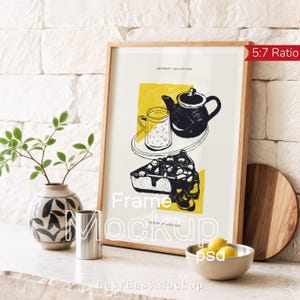 Kitchen Frame Mockup PSD | Lifestyle Wall Art Mockup | Kitchen Art Display PSD | Poster Frame Mockup | 5x7 Ratio Frame | PSD File