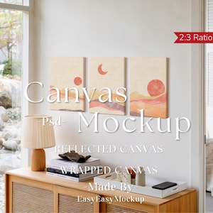 Canvas Mockup Vertical, Set Of 3 Canvases Mockup, Vertical Minimalist Mockup, Simple Vertical Canvas Frame Template, Canvas Mockup