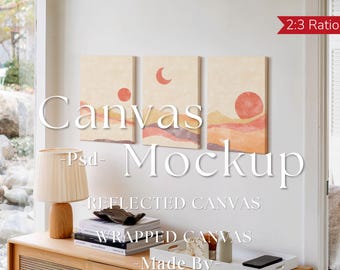 Canvas Mockup Vertikal, 3er-Set Leinwände Mockup, Vertikales minimalistisches Mockup, Einfache vertikale Leinwandrahmenvorlage, Canvas Mockup