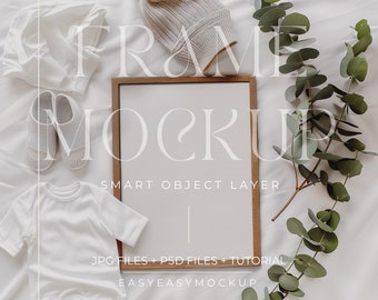 Nursery Frame Mockup for Baby Boy Room | Digital Kids Interior Decor | Printable Nursery Wall Art & Mockups, Frame Mockup PSD File Photoshop