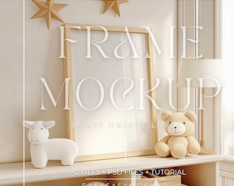 Nursery Frame Mockup for Baby Boy Room | Digital Kids Interior Decor | Printable Nursery Wall Art & Mockups, Frame Mockup PSD File Photoshop