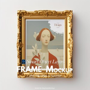 Gold Frame Mockup A4, Simple Frame Mockup, Luxury Frames Mockup, Single Frame Mockup, Frame Mockup Vintage, Smart Object, Digital Download