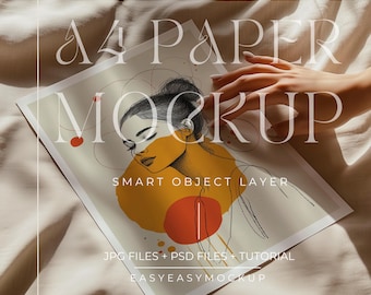 A4 Paper Mockup 5x7 Flat Lay | Realistic White Poster and Card for Art Prints, Page Displays | DIN A Poster Mockup, Smart Object Layer PSD