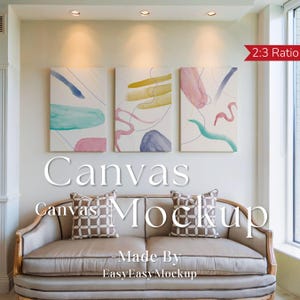 Canvas Mockup Vertical, Set Of 3 Canvases Mockup, Vertical Minimalist Mockup, Simple Vertical Canvas Frame Template, Canvas Mockup