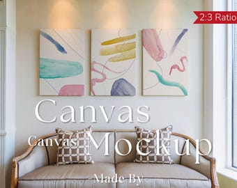 Canvas Mockup Vertikal, 3er-Set Leinwände Mockup, Vertikales minimalistisches Mockup, Einfache vertikale Leinwandrahmenvorlage, Canvas Mockup