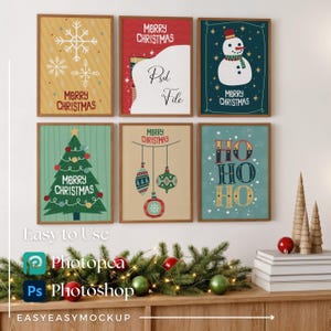 Christmas Frame Mockup PSD, 5x7 Ratio Wall Art, Holiday Poster Mockup, Xmas Printable Frame Mockup, Smart Object, Digital Download image 5