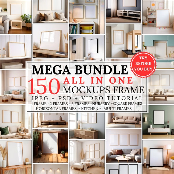 Frames Mockup Bundle Set, Frame Mockup Bundle, 150x PSD Wall Mockup Frame, PSD Frames Bundle, Mega Bundle Frames Mockup, Mockup Bundle Set