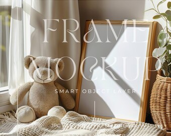 Nursery Frame Mockup for Baby Boy Room | Digital Kids Interior Decor | Printable Nursery Wall Art & Mockups, Frame Mockup PSD File Photoshop