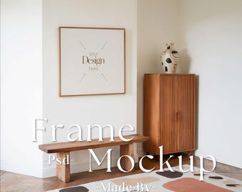 1:1 Wood Frame Mockup, Square frame mockup, Wood sign mock up, Square wood frame, Poster mockup, Square frame psd, Square mockup
